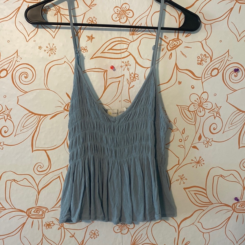 Blue ruffle top